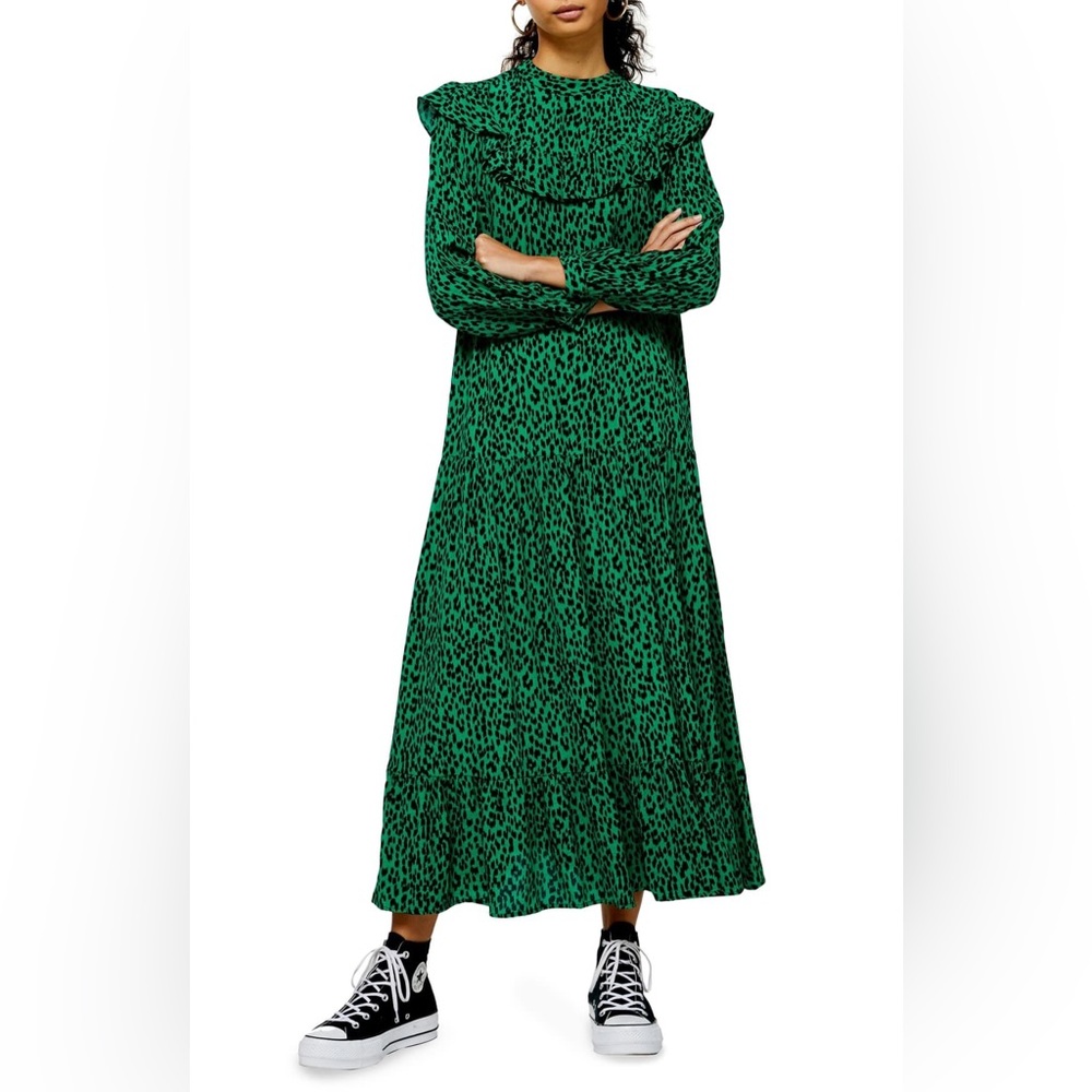 Green Leopard Print Dress topshop US size 12